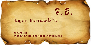 Hager Barnabás névjegykártya
